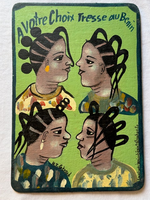 Original Small Beauty Salon Sign Painting on Wood from Benin