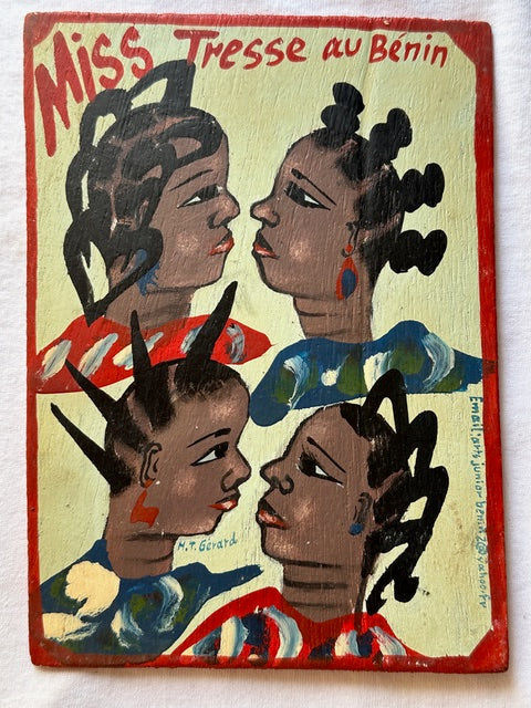 Original Small Beauty Salon Sign Painting on Wood from Benin