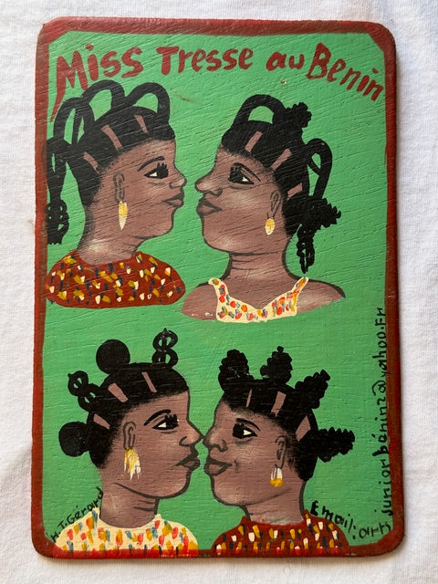 Original Small Beauty Salon Sign Painting on Wood from Benin