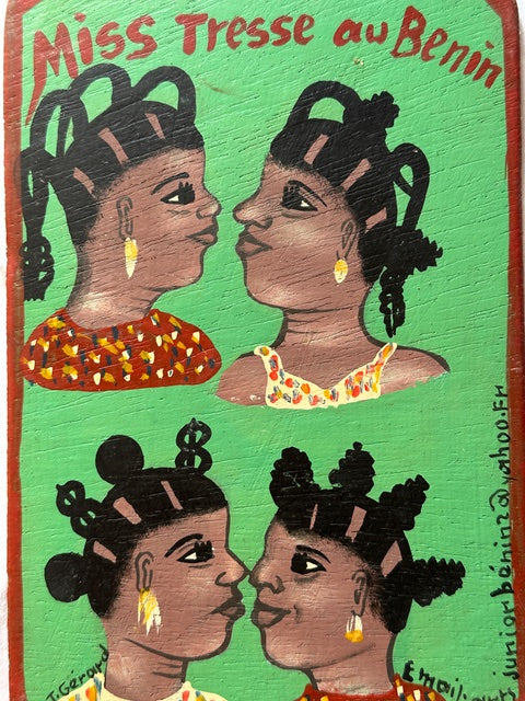 Original Small Beauty Salon Sign Painting on Wood from Benin