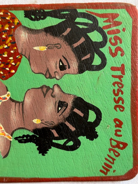 Original Small Beauty Salon Sign Painting on Wood from Benin