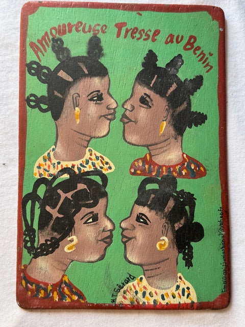 Original Small Beauty Salon Sign Painting on Wood from Benin