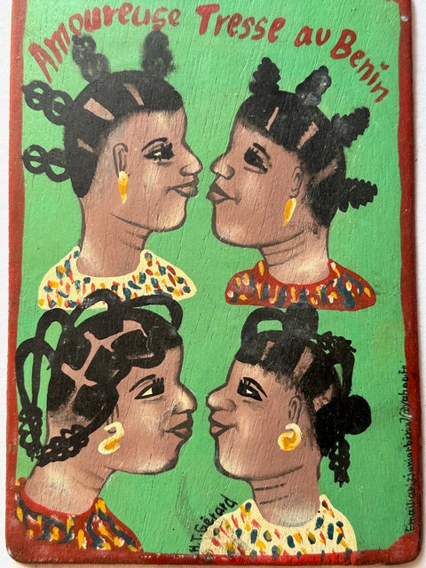 Original Small Beauty Salon Sign Painting on Wood from Benin