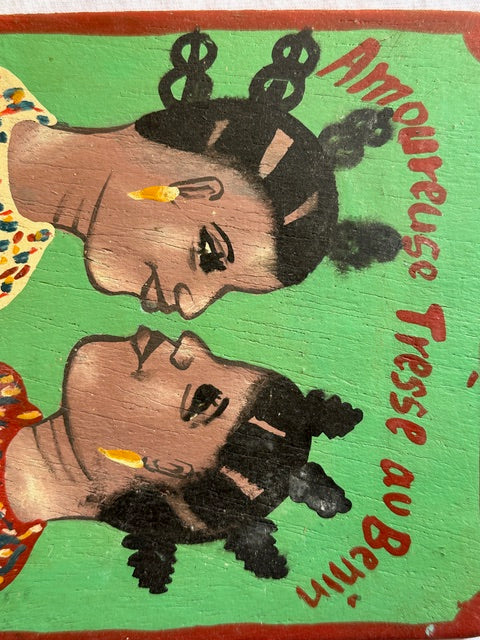 Original Small Beauty Salon Sign Painting on Wood from Benin