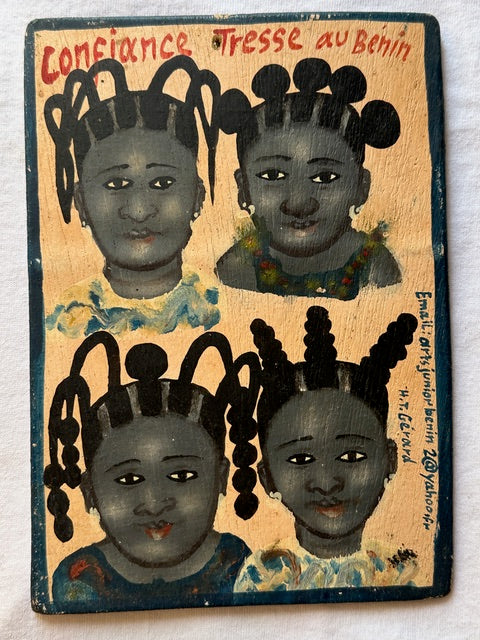 Original Small Beauty Salon Sign Painting on Wood from Benin