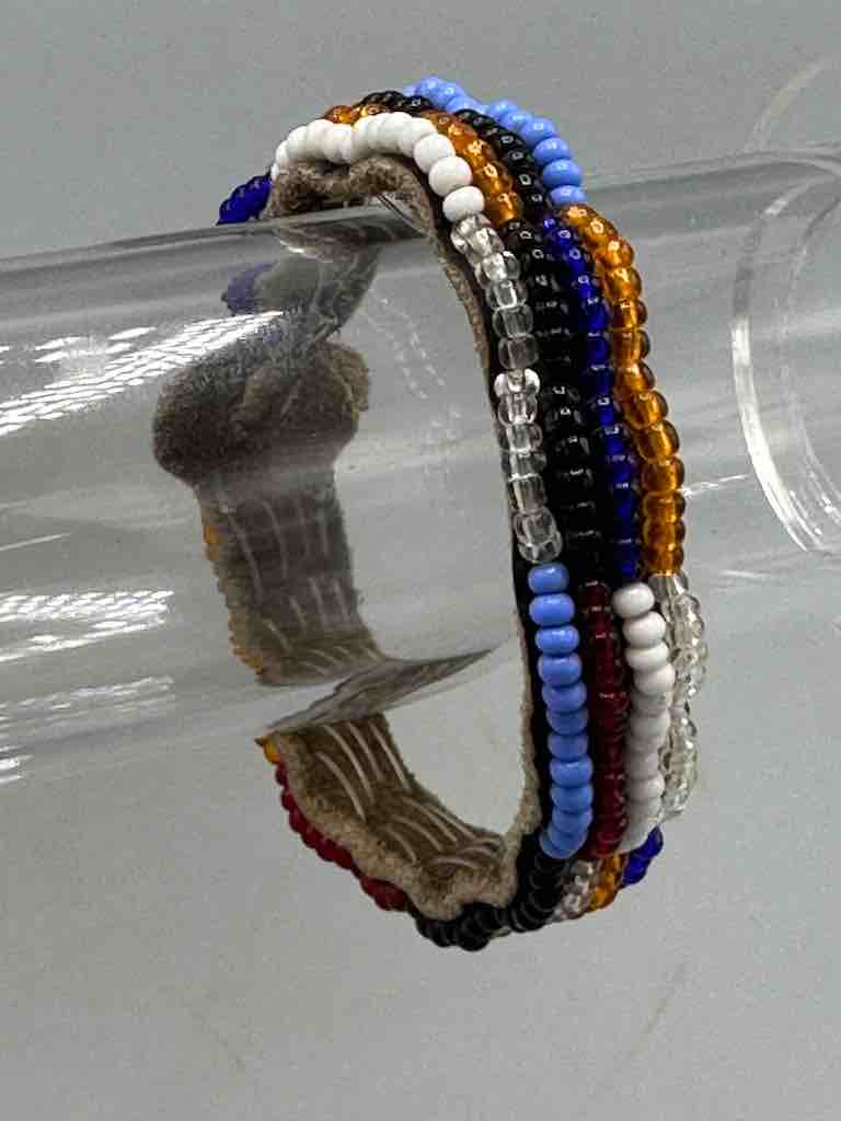 Maasai Leather Grigri Amulet Beaded Bracelet - Tanzania