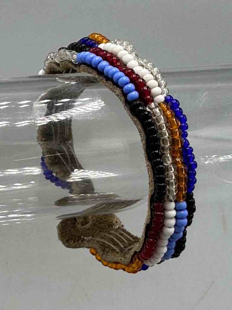 Maasai Leather Grigri Amulet Beaded Bracelet - Tanzania