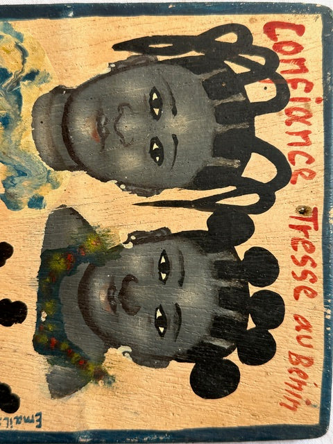 Original Small Beauty Salon Sign Painting on Wood from Benin