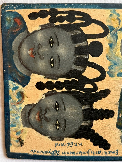 Original Small Beauty Salon Sign Painting on Wood from Benin