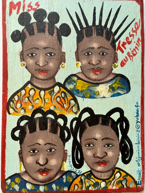 Original Small Beauty Salon Sign Painting on Wood from Benin