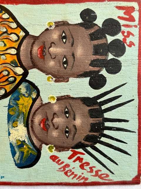 Original Small Beauty Salon Sign Painting on Wood from Benin