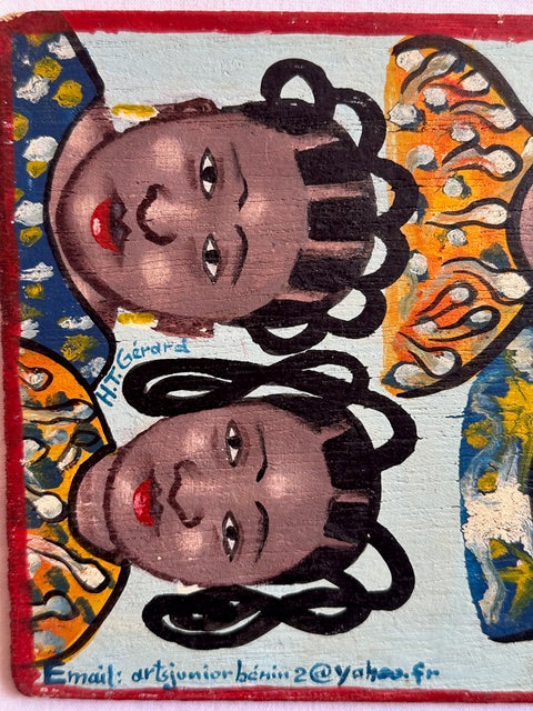 Original Small Beauty Salon Sign Painting on Wood from Benin