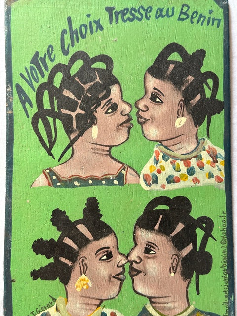 Original Small Beauty Salon Sign Painting on Wood from Benin