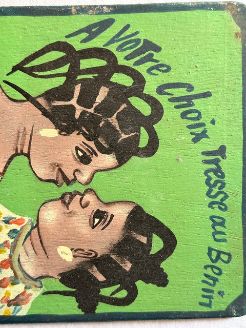 Original Small Beauty Salon Sign Painting on Wood from Benin