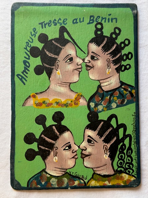 Original Small Beauty Salon Sign Painting on Wood from Benin