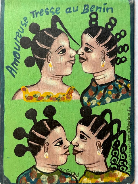 Original Small Beauty Salon Sign Painting on Wood from Benin