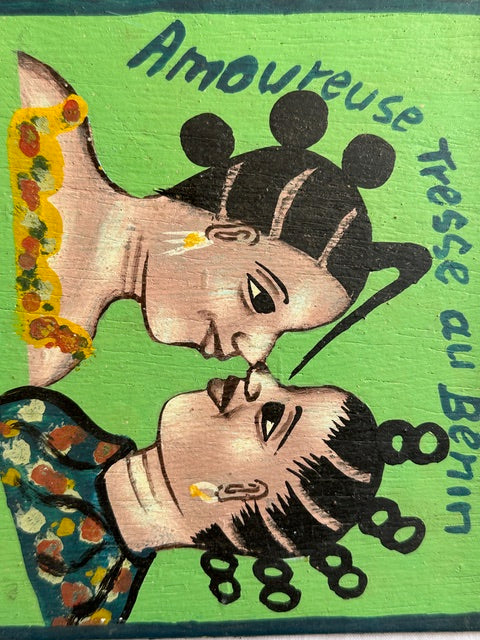 Original Small Beauty Salon Sign Painting on Wood from Benin