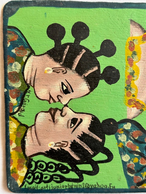 Original Small Beauty Salon Sign Painting on Wood from Benin