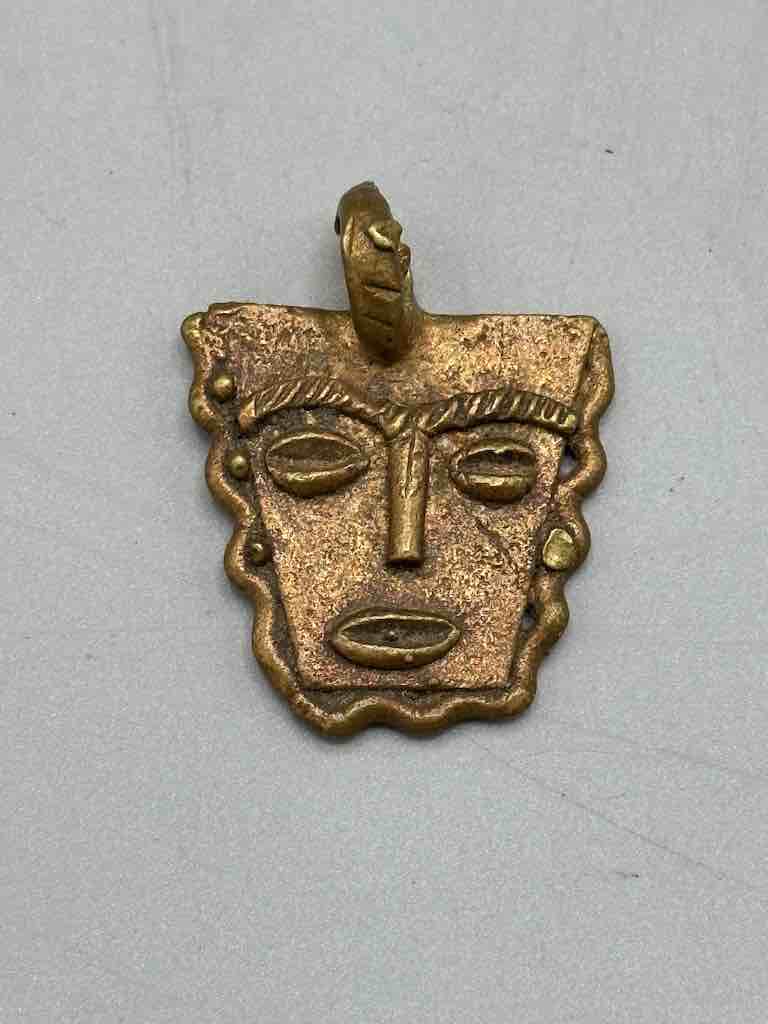 Unique Trapezoid African Brass Pendant - Ghana