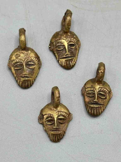 Dozen Very Small African Brass Mask Pendant - Ghana