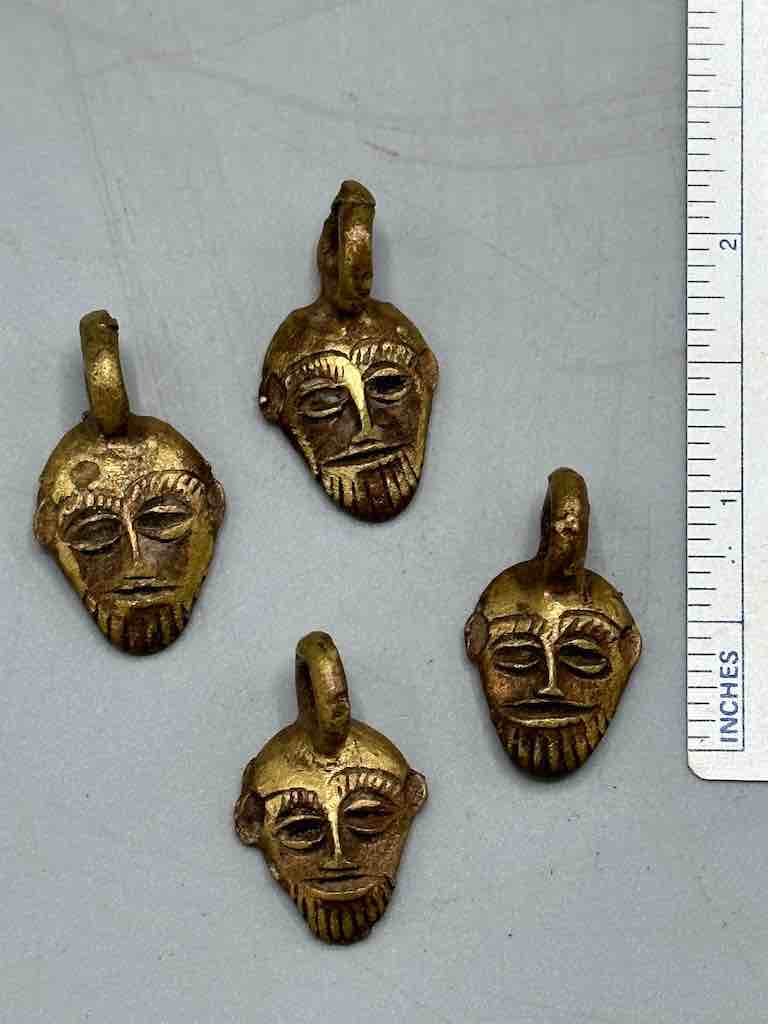 Dozen Very Small African Brass Mask Pendant - Ghana
