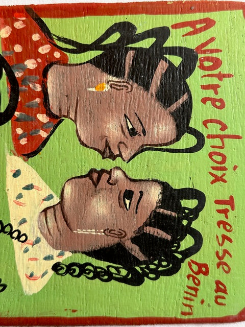 Original Small Beauty Salon Sign Painting on Wood from Benin