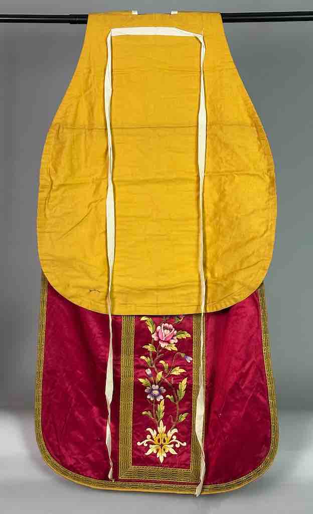 Antique Vietnamese Catholic IHS Design Chasuble Authentic Ecclesiastical Garment