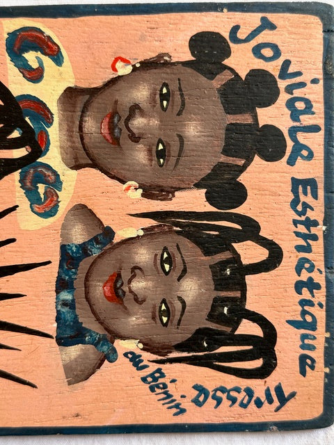 Original Small Beauty Salon Sign Painting on Wood from Benin