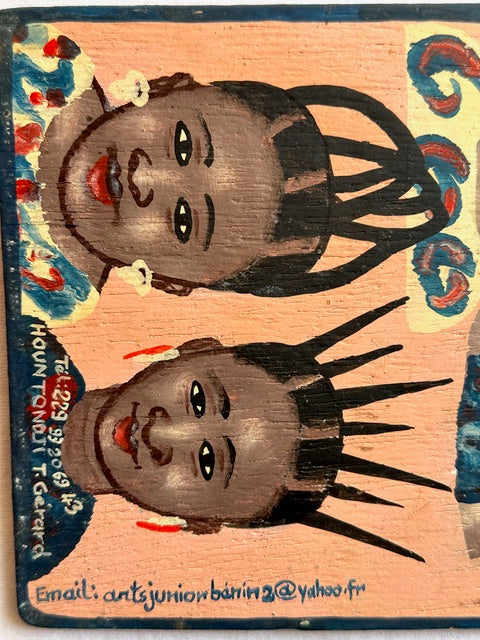 Original Small Beauty Salon Sign Painting on Wood from Benin