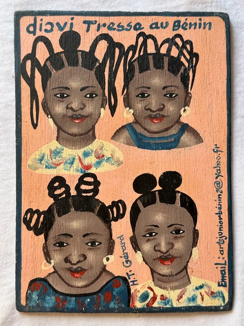 Original Small Beauty Salon Sign Painting on Wood from Benin