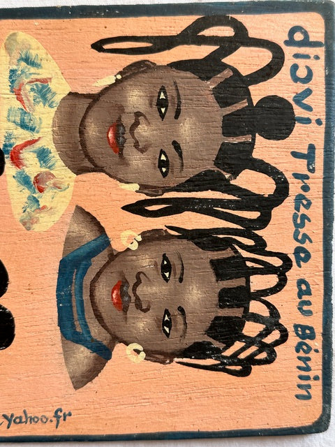 Original Small Beauty Salon Sign Painting on Wood from Benin