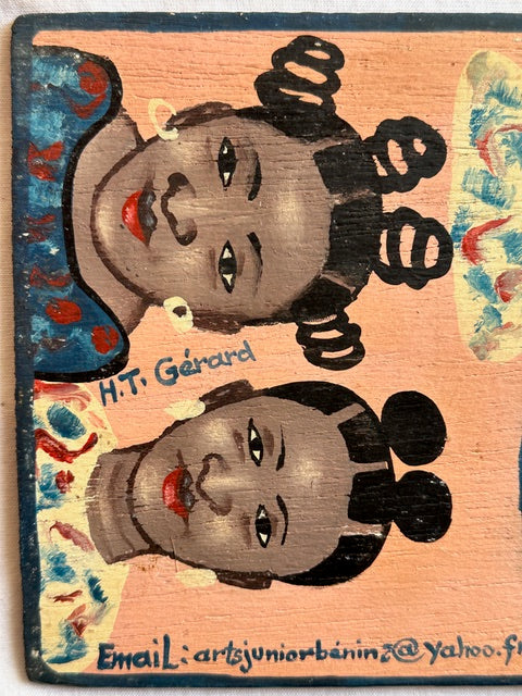 Original Small Beauty Salon Sign Painting on Wood from Benin