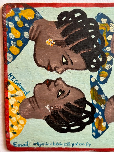 Original Small Beauty Salon Sign Painting on Wood from Benin