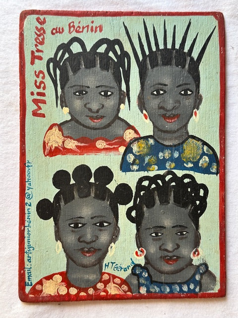 Original Small Beauty Salon Sign Painting on Wood from Benin