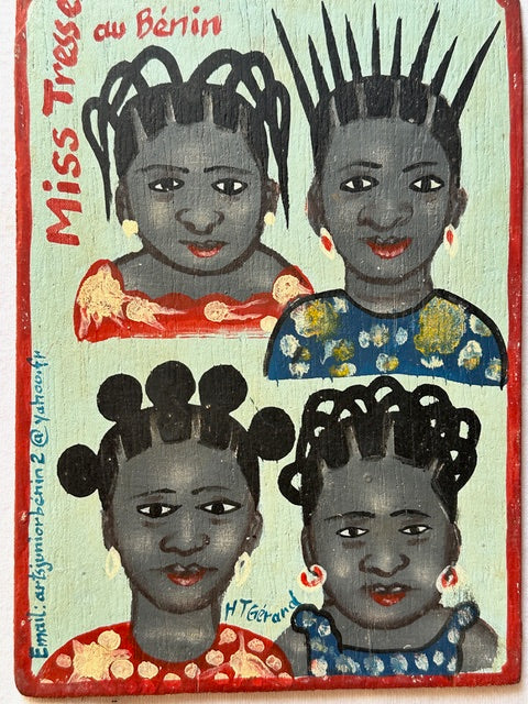 Original Small Beauty Salon Sign Painting on Wood from Benin