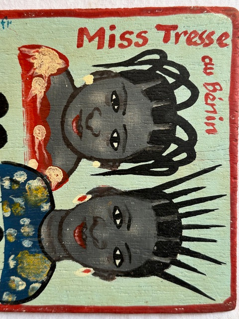 Original Small Beauty Salon Sign Painting on Wood from Benin