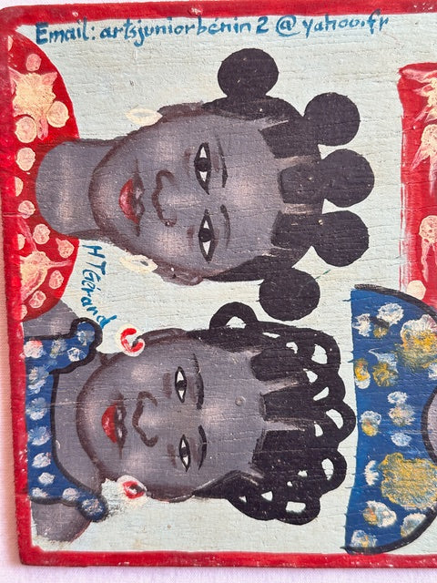 Original Small Beauty Salon Sign Painting on Wood from Benin