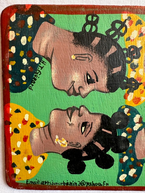 Original Small Beauty Salon Sign Painting on Wood from Benin