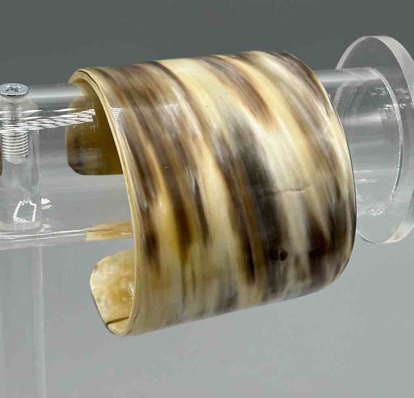 Light with Dark Shades Wide Ankole Cattle Horn Bracelet - Uganda