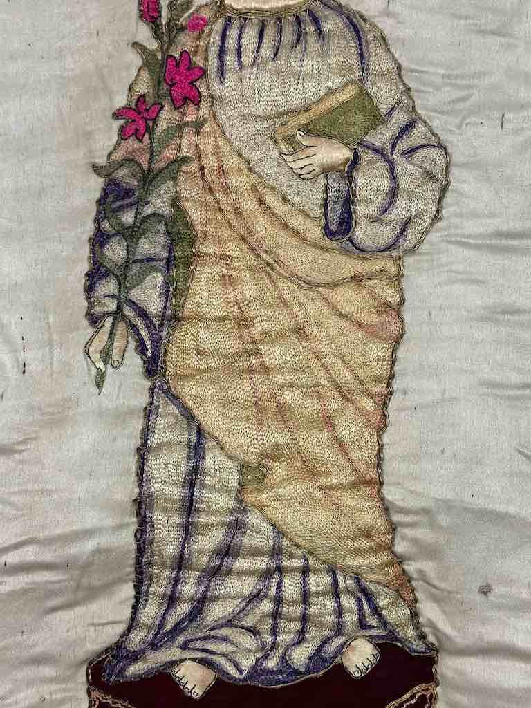 Antique Vietnamese Catholic Saint Joseph Banner Authentic Ecclesiastical Cloth