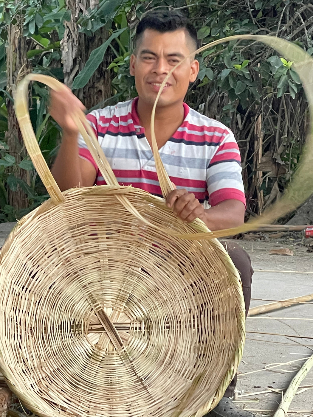 Large Palm Frond Market Basket - El Salvador