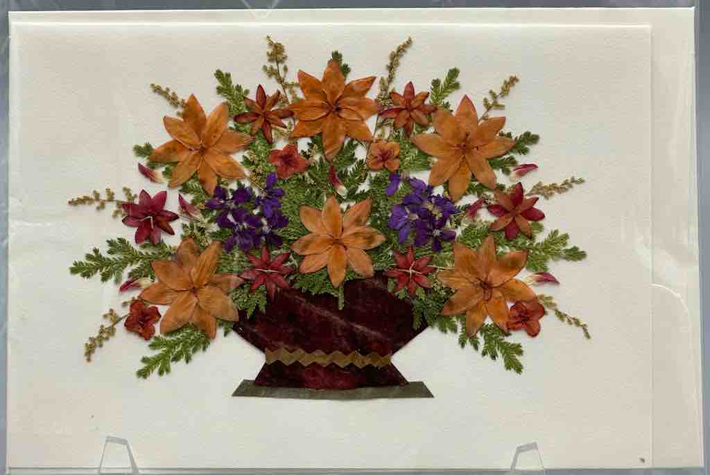 Handmade Pressed Dried Real Flower Greeting Card - Floral Arrangement