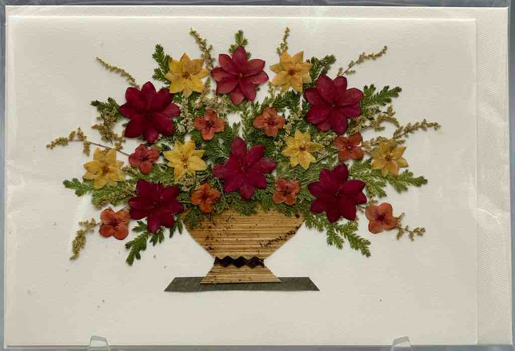 Handmade Pressed Dried Real Flower Greeting Card - Floral Arrangement