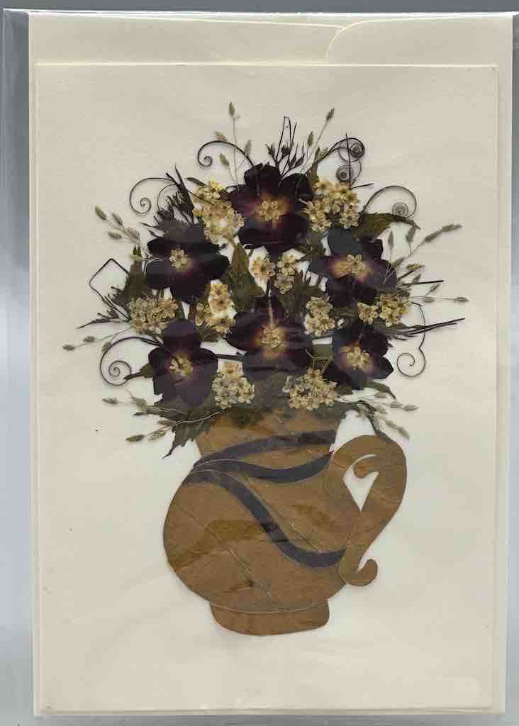 Handmade Pressed Dried Real Flower Greeting Card - Floral Arrangement