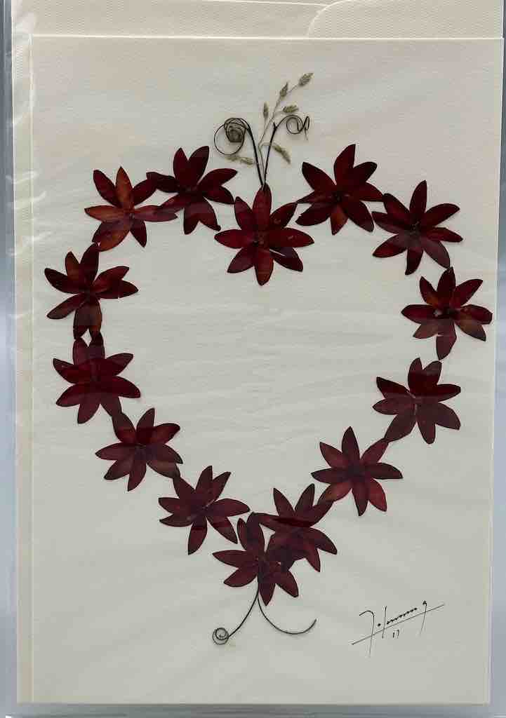 Handmade Pressed Dried Real Flower Greeting Card - Floral Heart