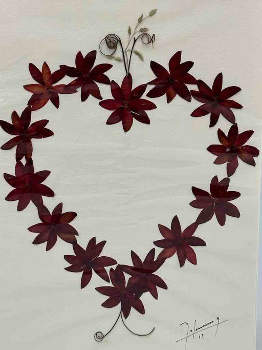 Handmade Pressed Dried Real Flower Greeting Card - Floral Heart