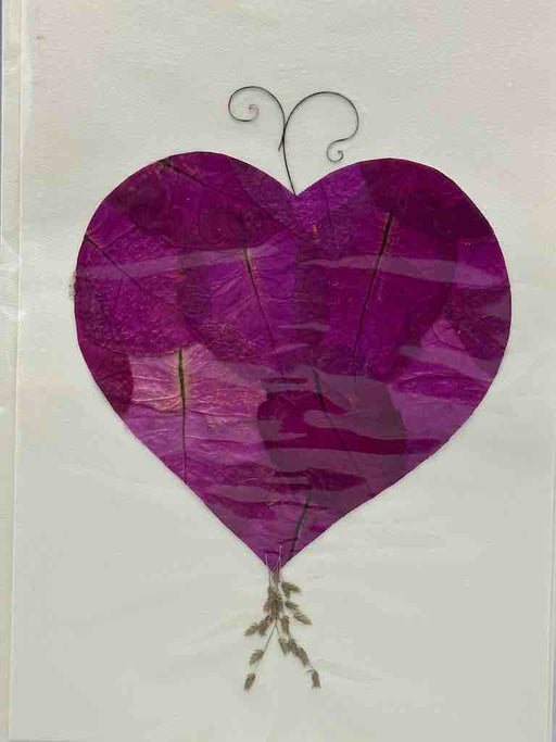 Handmade Pressed Dried Real Flower Greeting Card - Floral Heart
