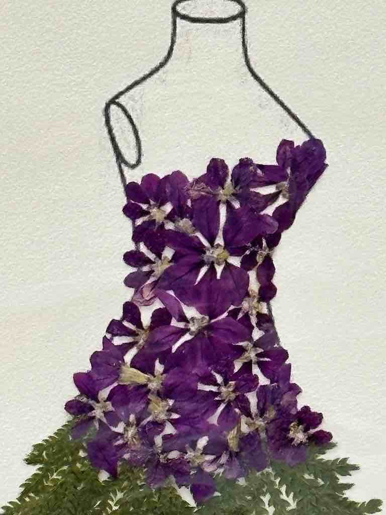 Handmade Pressed Dried Real Flower Greeting Card - Floral Mannequin