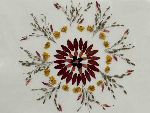 Handmade Pressed Dried Real Flower Greeting Card - Floral Kaleidoscope