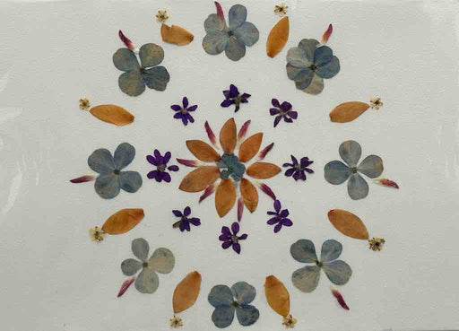 Handmade Pressed Dried Real Flower Greeting Card - Floral Kaleidoscope